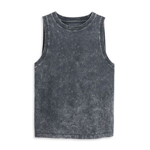 Haut court sans bretelles pour femme, en coton molletonné, délavé à l'acide, respirant, grande taille, pour l'été et l'entraînement, avec col à nœud, écologique, séchage rapide - Product Image 4