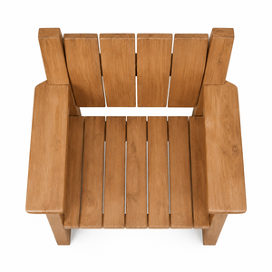 Solid <b>Teak</b> Contemporary Outdoor <b>Garden</b> <b>Chair</b> Architectural Backrest-Durable Eco-Friendly for Living Room School Park Use - Product Image 3