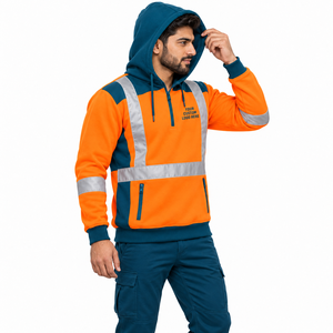 Sweat à capuche réfléchissant haute visibilité avec fermeture éclair quart de tour pour le personnel d'entretien et d'ingénierie, pull de travail réfléchissant haute visibilité Classe 2 - Product Image 3