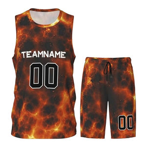 Fabricante de uniformes de baloncesto, camiseta de baloncesto con sublimación Fire Lava, ropa deportiva para hombre o mujer, equipación para partidos deportivos. - Product Image 2