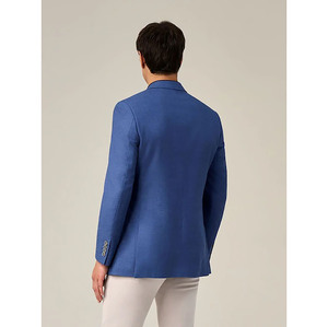 Blazer bleu pour homme SHAGHAF, simple boutonnage, revers cranté, style italien, costume d'affaires, anti-plis, polyester tissé 220g, coupe classique - Product Image 2
