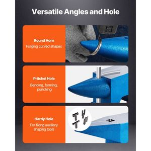 En gros, Enclume en acier moulé à corne unique, 132 lb, avec trous ronds et carrés, pour forge de serrurier et équipement - Product Image 5