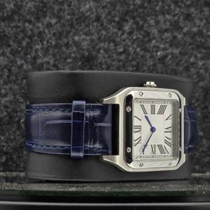 Luxury Unisex Square Watch 316L Stainless Steel Case Sapphire Crystal Dial Roman Numerals Blue Leather Strap Business Mechanical - Product Image 2