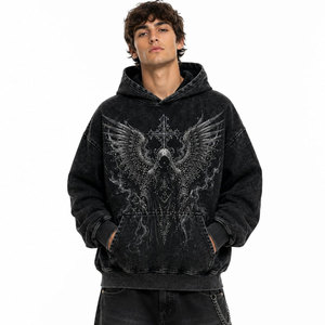 เสื้อฮู้ดดี้ลายไทได Chaotic Mind สำหรับผู้ชาย ทรงโอเวอร์ไซส์ สไตล์สตรีทแวร์ ผ้าฝ้ายเฟรนช์เทอร์รี่ พิมพ์ลาย ระบายอากาศได้ดี ทรงปกติ ล้างสีแบบ Acid Wash - Product Image 5