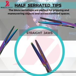 Instrumento Quirúrgico Reutilizable y Duradero, Pinzas Kelly Multicolores con Mordazas Semiserradas de Acero Inoxidable para Uso Multipropósito - Product Image 3