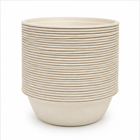 Bol en bagasse de canne à sucre écologique de 12 oz avec couvercle, jetable, compostable, compatible micro-ondes, pour soupes, salades et autres plats à servir lors de fêtes