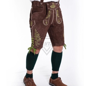 Shorts Lederhosen Bavarois en Cuir Suédé pour Hommes, Taille Haute, Couleur Unie, Nouveaux, Élégants, Respirants, pour l'Oktoberfest Allemand - Product Image 4