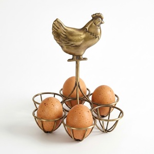 Vintage Antique Brass Chicken <b>Egg</b> Holder Stand 6 Slot Decorative Metal Hen <b>Egg</b> Rack For Rustic Farmhouse Kitchen Countertop - Product Image 1