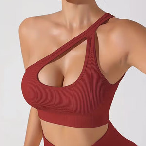 Womens 2 pcs Yoga Set One-Shoulder Sports Bra with High Waist Butt Lifting <b>Leggings</b> Stretchy and Breathable Activewear - Product Image 3