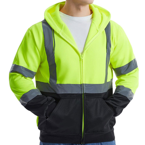 Custom Reflective Hoodie High Visibility Safety Workwear <b>for</b> <b>Construction</b> Road Industrial Outdoor Use Durable Cotton Polyester - Product Image 5