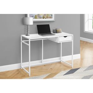 Scrivania Moderna Contemporanea 42'' in Metallo Bianco e Laminato con Cassetti Portaoggetti per Ufficio Domestico e Lavoro con Laptop - Product Image 5