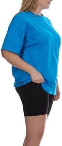 Camiseta de Manga Corta con Cuello Redondo Extra Grande para Mujer, Color Sólido, Corte Holgado, 100% Algodón Jersey, Tejido de Punto, para Todas las Temporadas, Amarillo, OEM - Product Image 3