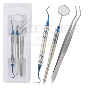 Juego de 3 Instrumentos Dentales Manuales de Acero Inoxidable: Espejo, Explorador y Pinza para Algodón |   Kit de Examen de Cuidado Bucal Clase I con Empuñadura Ergonómica, Certificado CE - Product Image 5