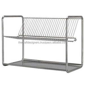 Elegent Metal Drainer Rack For Compact Kitchens With Multi Compartment Design For Cups Plates And <b>Cutlery</b> <b>Storage</b> - Product Image 2