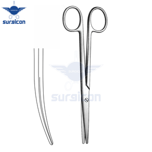 Tijeras quirúrgicas reutilizables de acero inoxidable curvadas y de punta roma de 16 cm (6¼ pulgadas) para cirugía general, plástica y disección de tejidos - Product Image 3