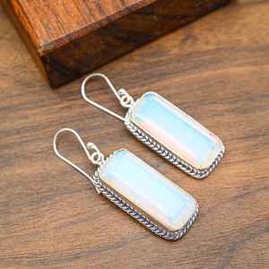 Pendientes de ópalo lechoso, plata de ley 925, hechos a mano, hermosa joyería, pendientes de boda, regalo para el Día de Acción de Gracias - Product Image 3