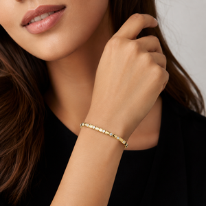 Bracelet de luxe en or jaune 10 carats avec diamant de laboratoire, taille brillant rond, style classique, unisexe, pour usage quotidien, cadeau de mariage ou de fiançailles - Product Image 1