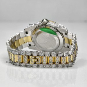 Reloj de pulsera automático de lujo para hombre, Diamante de moissanita de dos tonos, esfera antigua de 41mm, cristal de alta calidad, acero inoxidable, estilo Hip Hop - Product Image 3