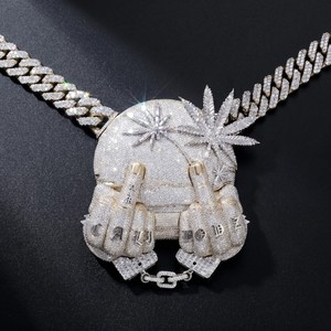 Colgante de Plata 925 Personalizable con Moissanita Redonda, Estilo Hip Hop, Regalo para Amigos, Joyería Fina Personalizable, Colgantes y Dijes - Product Image 1