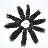 Rambut India 100% Alami Keriting, Bundel Rambut Manusia Virgin Remy, Ekstensi Rambut Tenun, Tekstur Lembut dan Mengembang, Double Weft, Tebal