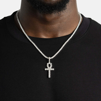 Pendentif Clé de Glace en Moissanite Argentée, Collier Statement Hip Hop Tonalité Blanche, Bijou de Mode de Luxe, Accessoire Charme, Collier Clé