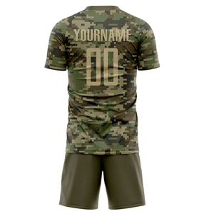 Uniforme de Fútbol Personalizado con Estampado de Camuflaje Vegas Gold-Olive por Transferencia Térmica, Jersey de Alta Calidad y Transpirable - Product Image 4