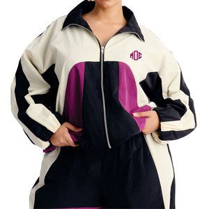 Women Nylon Windbreaker Track Suit Custom Color Block <b>Jackets</b> & Pants <b>Lightweight</b> Sportswear Loose Fit Training <b>jacket</b> for men - Product Image 3