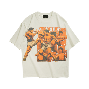 เสื้อยืดคอตตอน 100% หนัก 260 กรัม สไตล์เรโทรวินเทจ พิมพ์ลาย ทรงโอเวอร์ไซส์ ไหล่ตก สตรีทแวร์ - Product Image 4