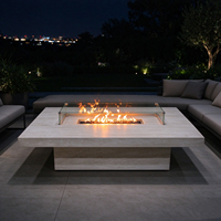 Table de foyer au gaz GPL personnalisable en acier inoxydable, foyer autoportant décoratif, chauffage de table pour terrasse et jardin extérieur