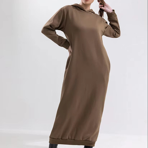 Robe longue à capuche personnalisée pour femme, manches longues, style décontracté, sweat-shirt, surdimensionnée, fournisseur OEM - Product Image 1