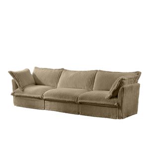 Divano Letto Moderno a 3 Posti con Rivestimento, Seduta Profonda con Morbidi Cuscini Grandi, Comodo Divano con Braccioli Flessibili - Product Image 5
