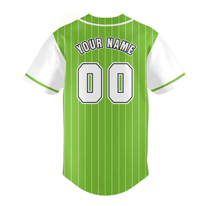 Camiseta de Béisbol Personalizada con Rayas Verdes, Unisex, Manga Corta, Transpirable, de Poliéster, con Nombre del Equipo Impreso en 3D, Cierre con Botones Delanteros - Product Image 2