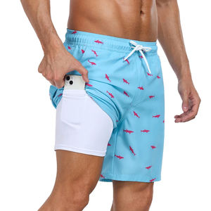 กางเกงขาสั้นผู้ชายแบบมีกระเป๋า กางเกงว่ายน้ำกลางแจ้ง กางเกงวิ่งลำลอง พิมพ์ลาย ยืดหยุ่น ระบายอากาศ น้ำหนักเบา กางเกงเบอร์มิวด้าสำหรับผู้ชาย - Product Image 1