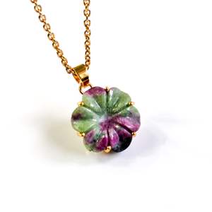 Pendentif Fleur en Zoisite Rubis AAA, Collier en Pierre Précieuse Sculptée, Pendentif Fleur en Zoisite Rubis Naturel pour la Fabrication de Bijoux pour Femmes, Vente en Gros - Product Image 5