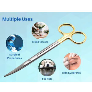 Ciseaux chirurgicaux courbés manuels, manche doré, acier inoxydable, pour dissection médicale et dentaire, modèle GS-DF-0010, garantie 3 ans - Product Image 5