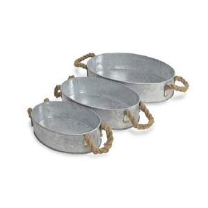 Embossed <b>Flower</b> Design Galvanized Planter Pot Decorative Metal Iron Galvanized Planter Bucket with Rope Handle - Product Image 6