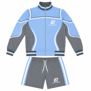 Custom Logo Men's 2 Piece Tracksuit Full Zip <b>Track</b> <b>Jacket</b> and Shorts Set Polyester Sublimation Sportswear - Product Image 1