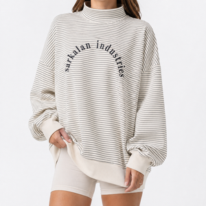 Women's Premium Mockneck <b>Sweatshirt</b> Cotton Blend Drop Shoulder Long Sleeves Custom <b>Embroidery</b> Wholesale Supplier - Product Image 1