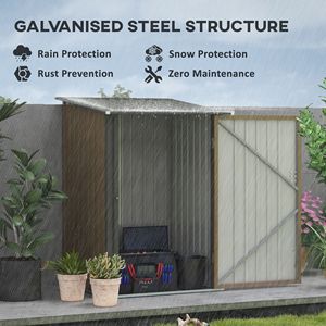 Casetta da Giardino Lean to Brown 3.3x3.4 ft in Acciaio Zincato con Porta Lucchettabile, Montaggio Facile, Telaio in Lega di Alluminio e Plastica - Product Image 4
