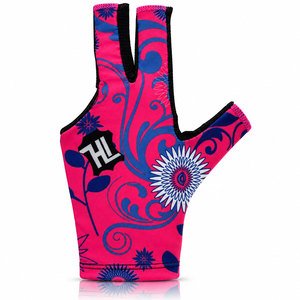 Gant de billard unisexe OEM rose et bleu à motif floral, demi-doigts, main droite, fermeture auto-agrippante, toutes saisons, pour le cyclisme et la piscine - Product Image 1