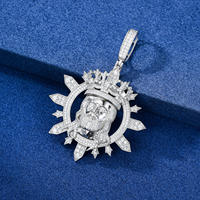Pendentif Couronne Plaqué Argent avec Diamants Strass Bijoux Hip Hop pour Hommes Breloque Thème Chrétien Religieux Cadeau