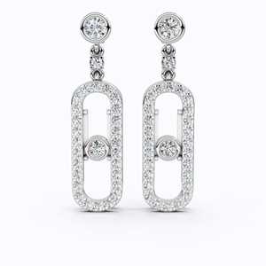 Pendientes Colgantes de Oro Blanco de 10K con Eslabones Ovalados y Diamantes Cultivados en Laboratorio, Certificados por IGI, Diseño de Marco Abierto, Joyería Fina para Fiesta - Product Image 5