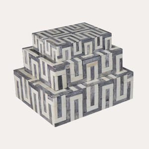 Handmade Bone Inlay Decorative <b>Storage</b> <b>Box</b> Modern Rectangle Wood Resin MDF Jewelry Case with Carton Packaging - Product Image 5