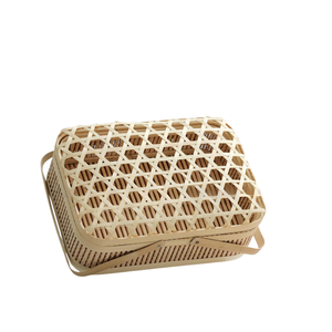 Caja de Regalo de Bambú para Festividades, Cesta Rectangular con Asa, Caja de Embalaje Tradicional para Pasteles de Luna, Dulces y Alimentos de Año Nuevo - Product Image 1