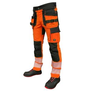 Pantalon de travail haute visibilité orange et noir pour homme, bandes réfléchissantes, plusieurs poches, uniforme de sécurité certifié CE - Product Image 6