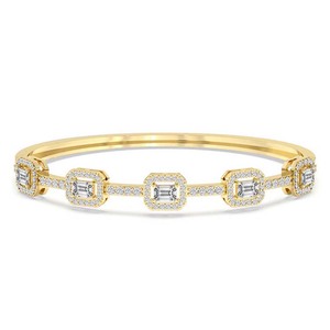 Luxury 2026 Trendy 10k/12k/14k/18k SOLID Gold Jewellery Emerald Embrace Lab Diamond Openable <b>Bangle</b> <b>Bracelet</b> For Women Wear - Product Image 3
