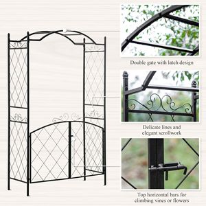 Arco da Giardino in Metallo Nero da 85 Piedi, Resistente all'Acqua, con Porte Bloccabili per Matrimoni - Product Image 6