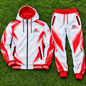 Ensemble de survêtement à capuche personnalisé avec logo par sublimation, coupe ajustée, imprimé intégral, vêtements de sport pour l'entraînement en équipe, veste légère et respirante pour hommes - Product Image 6