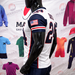 MARISONA INTL OEM American Football Jersey Manufacturer Solid Short V-neck <b>Athletic</b> Fit Quick Dry Breathable 100% Polyester - Product Image 3