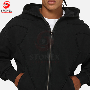 Sudadera con Capucha Negra de Invierno para Hombre con Logotipo Personalizado, 100% Algodón Premium, Felpa Ecológica, Ropa Casual Urbana para Venta al Por Mayor OEM - Product Image 6